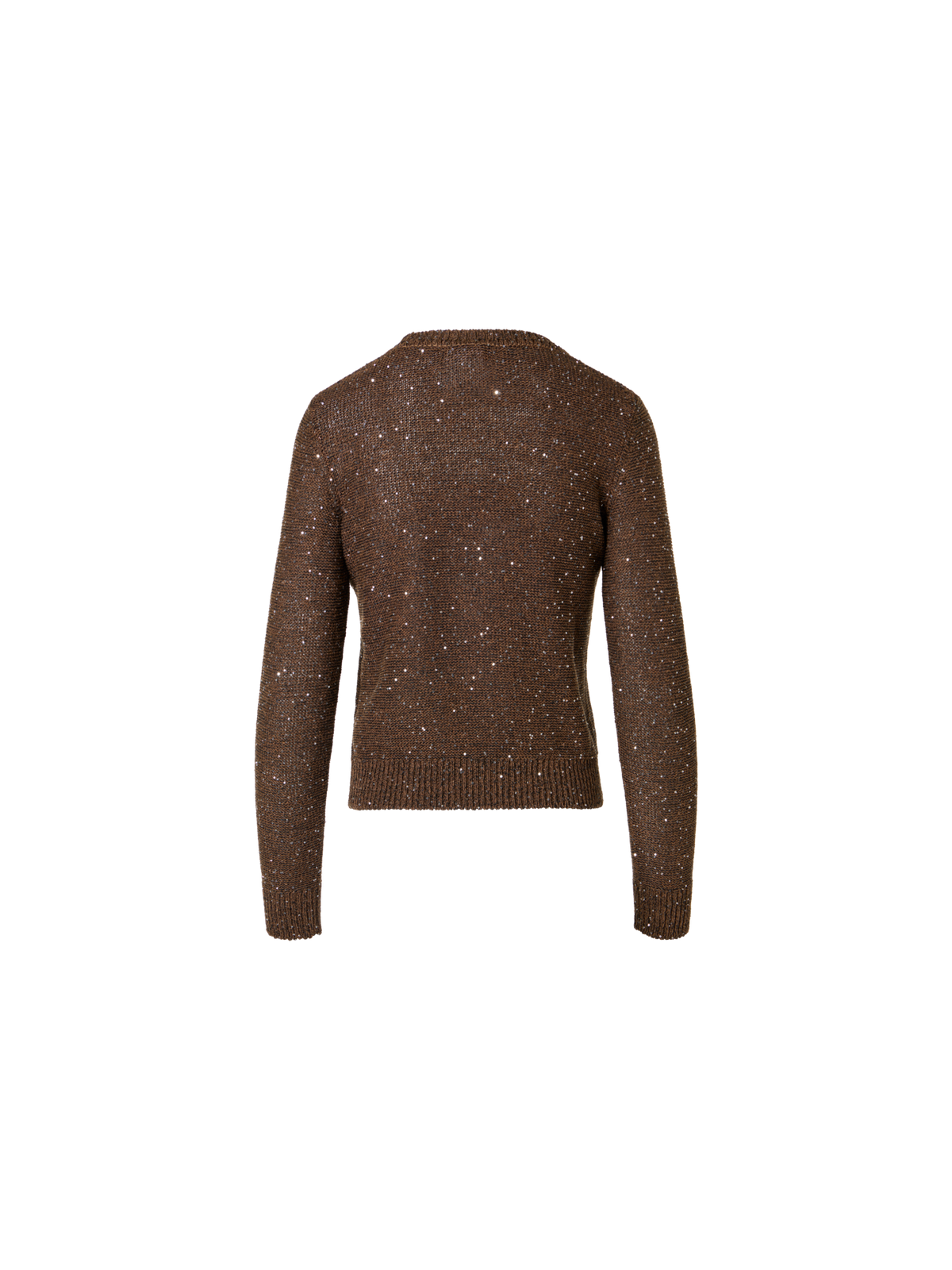 Designer Knit Sweater in Linen Cotton with Micro Sequins - brown
