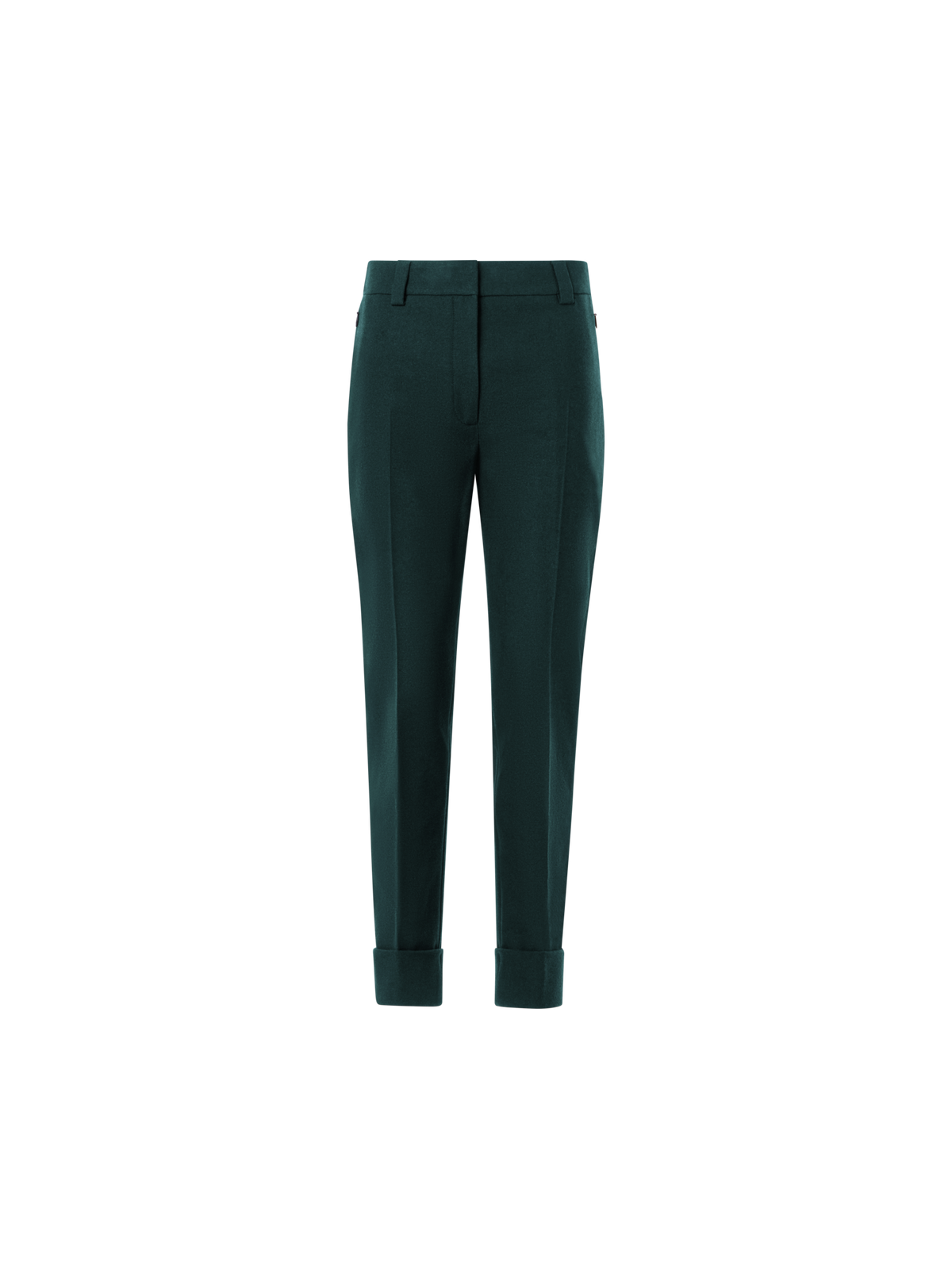 Designer Cuffed Tapered Flannel Pants - green