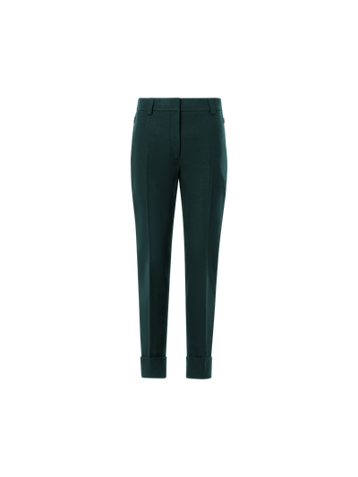 Designer Cuffed Tapered Flannel Pants - green