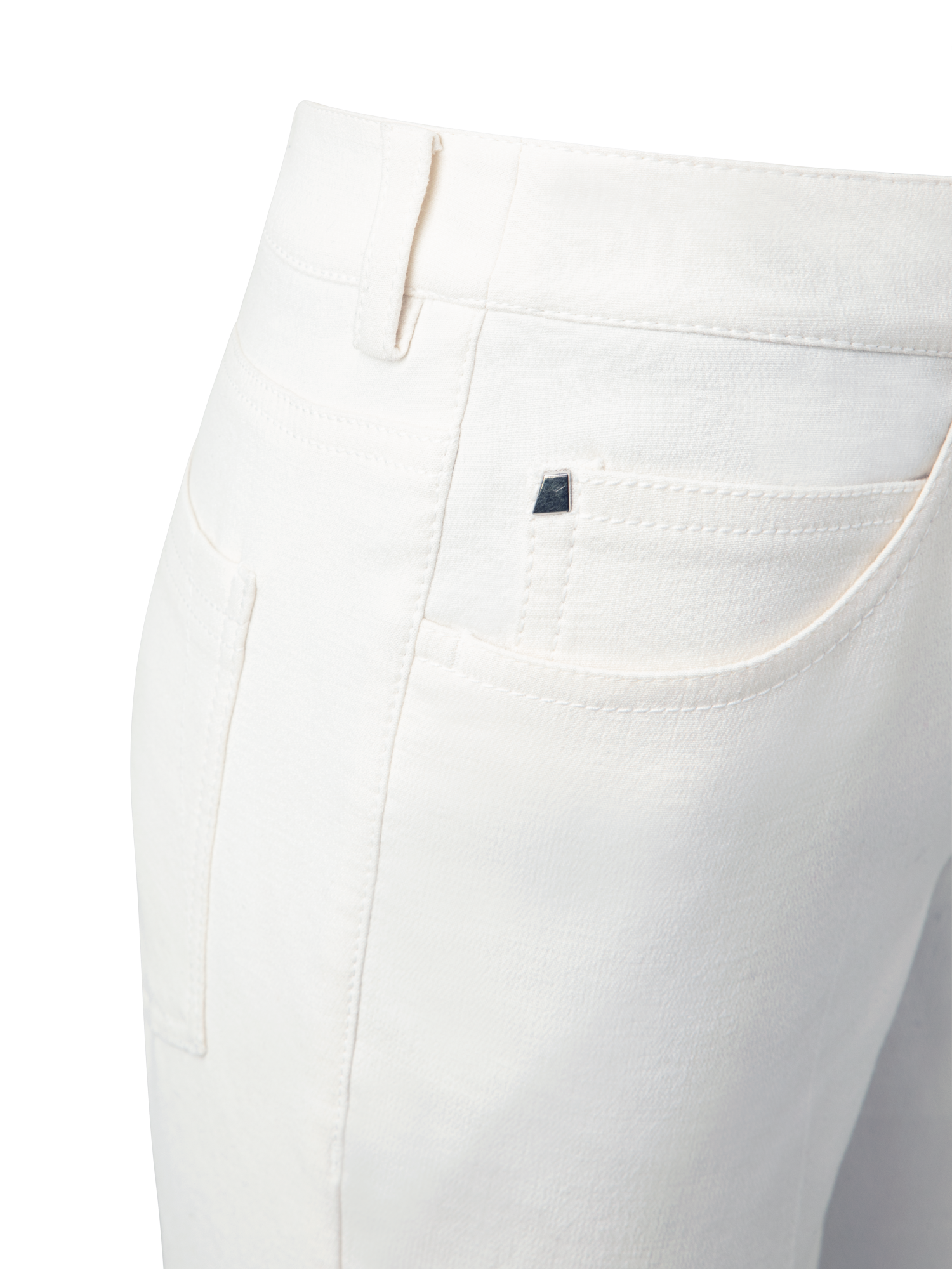 Designer Slim Cotton Denim Stretch Pants - ecru - white