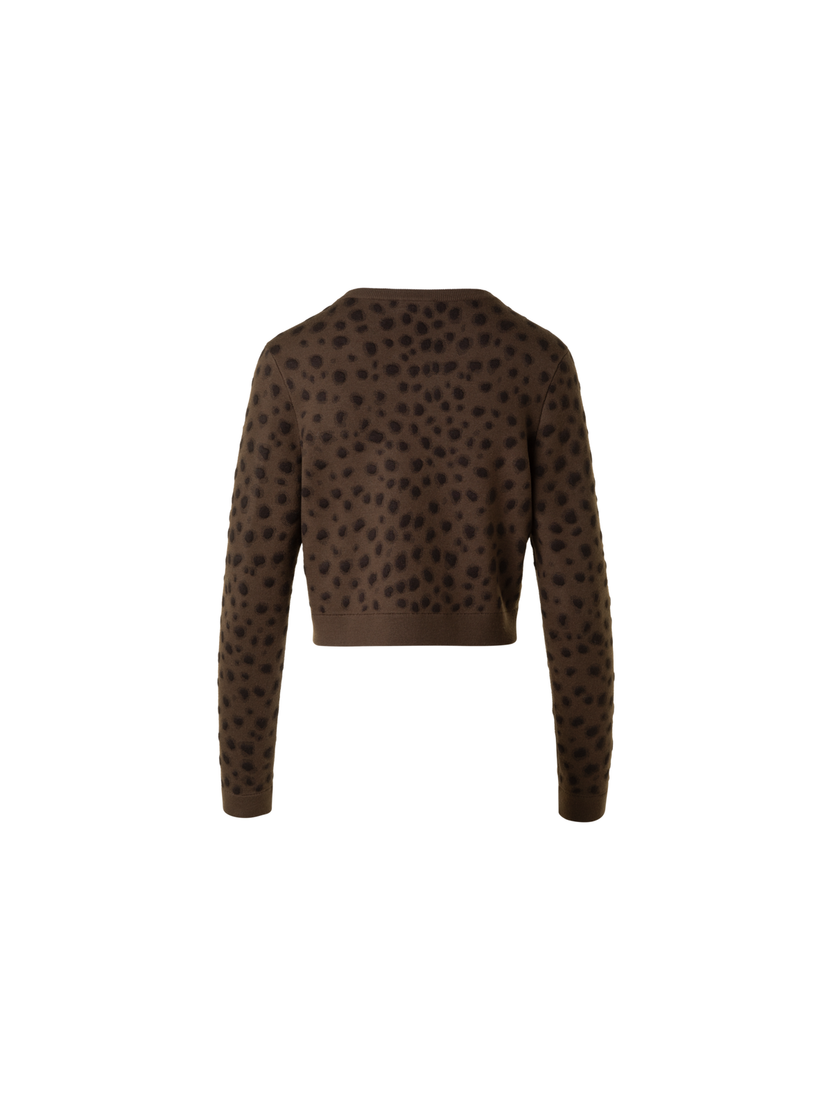 Designer Cropped Cardigan in Leopard Jacquard - neutral - brown