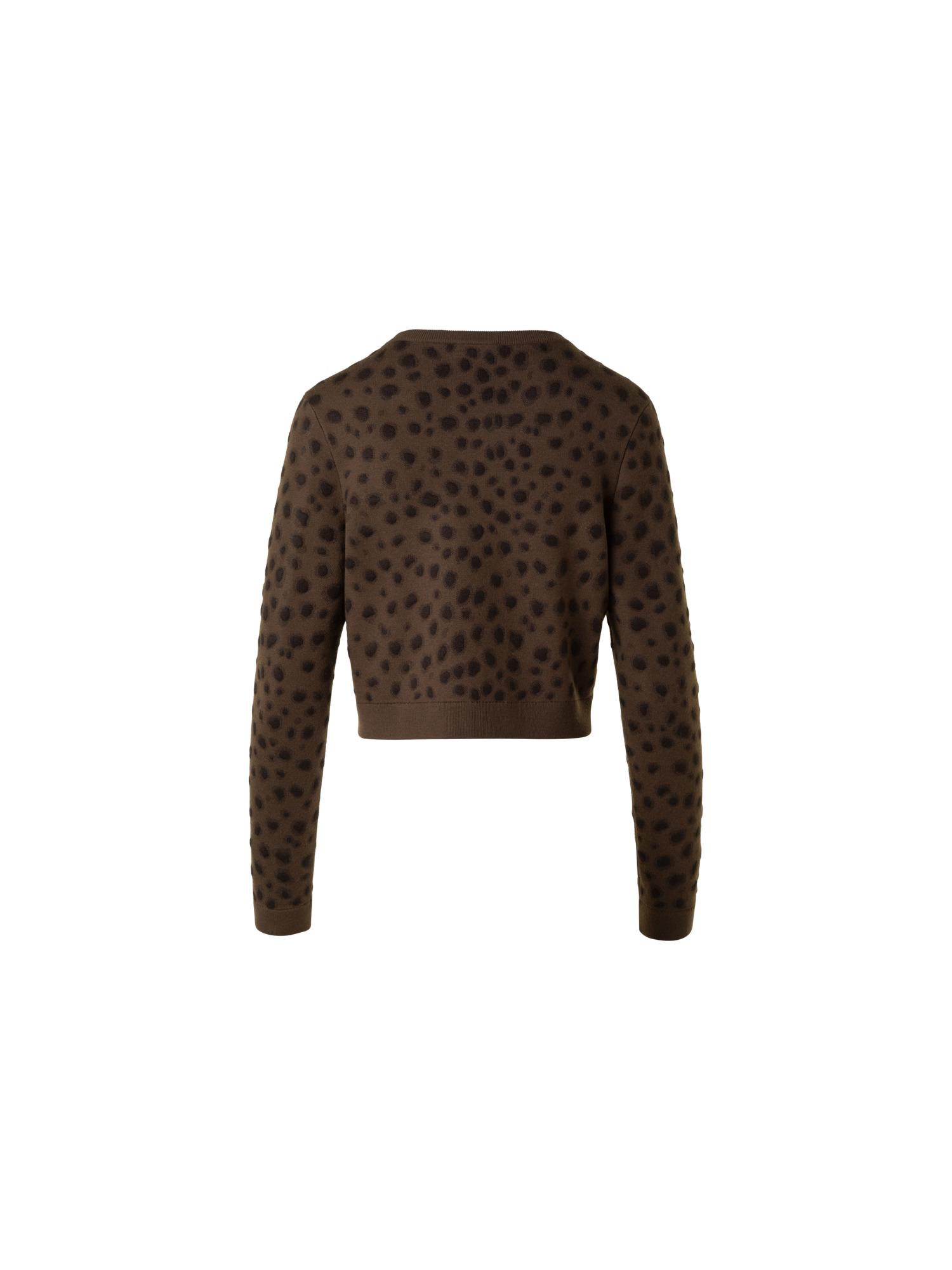 Designer Cropped Cardigan in Leopard Jacquard - neutral - brown