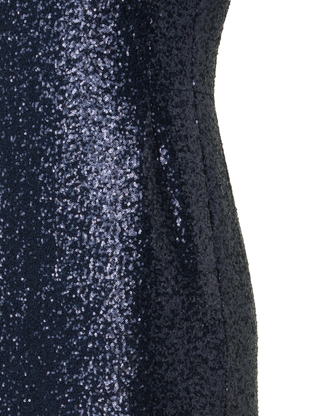 Designer Long Sequined Evening Gown with Short Sleeves - navy - blue