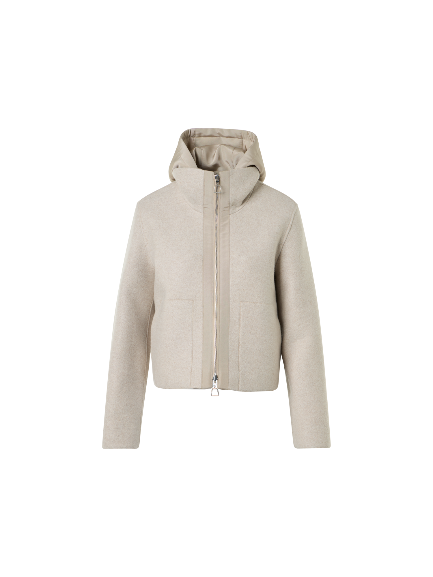 Designer Reversible Jacket in Cashmere Jersey to Silk - beige
