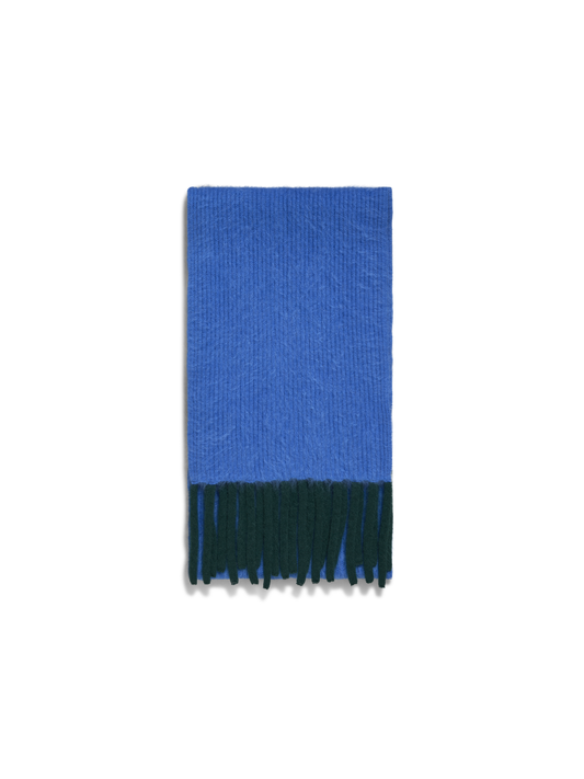 Designer Bi-Color Cloud Cashmere Scarf with Fringes - blue