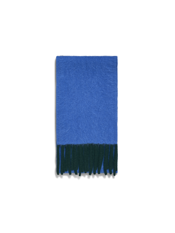 Designer Bi-Color Cloud Cashmere Scarf with Fringes - blue