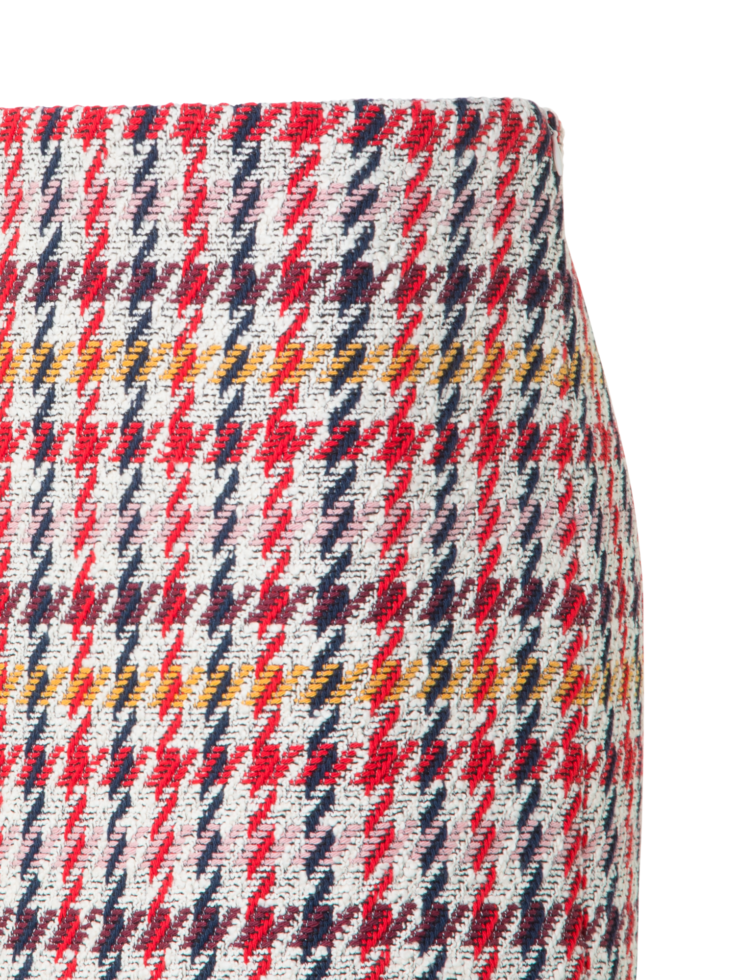 Designer Mini Tweed Skirt in Checked Cotton-Blend - multicolor - red
