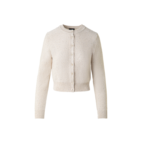 Leinen-Baumwoll-Cardigan mit Micro-Pailletten