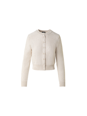 Designer Cardigan in Linen Cotton with Micro Sequins - neutral - pastel - beige