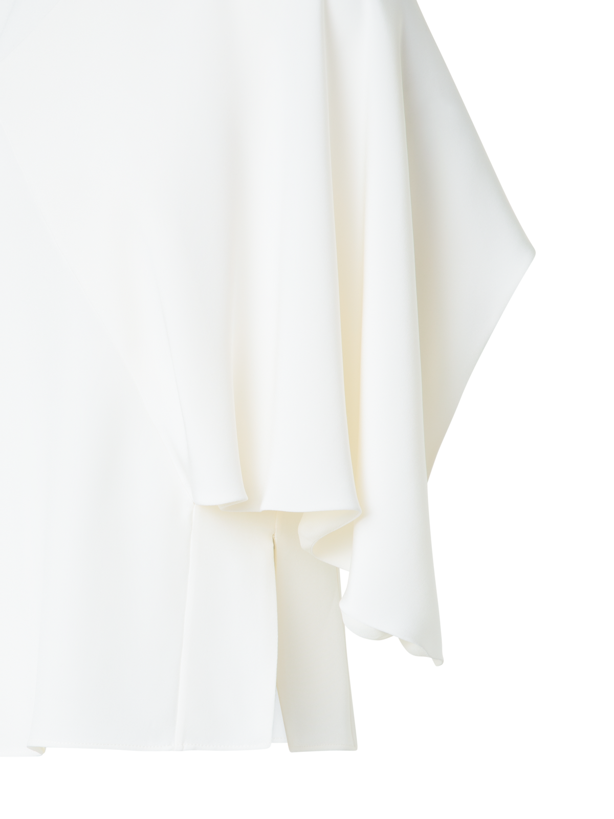 Designer Silk Blouse with Asymmetrical Sleeve - neutral - ecru - white