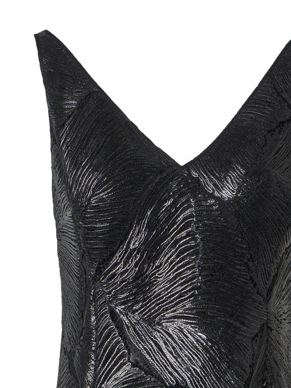 Designer Lacquered Sea Fan Lace Fit-and-Flare Midi Dress - black