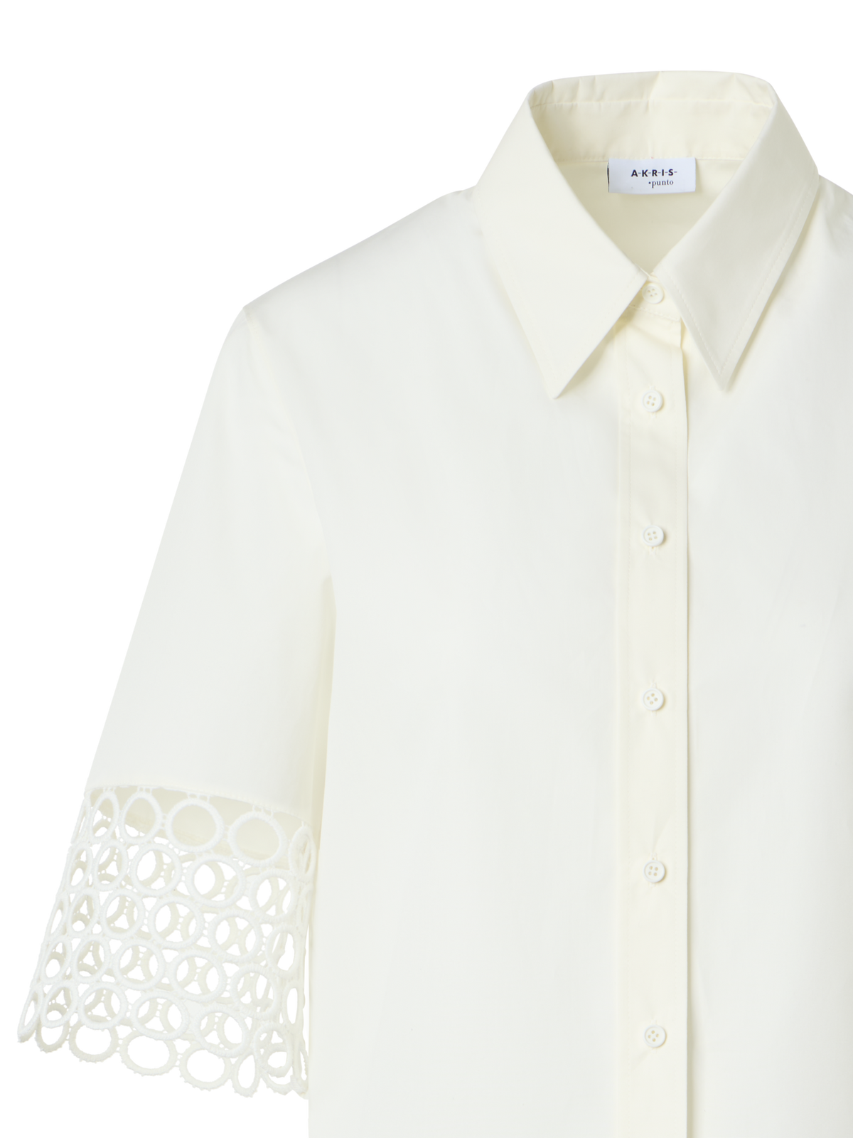 Designer Cotton Boxy Blouse with Eyelet Guipure - white