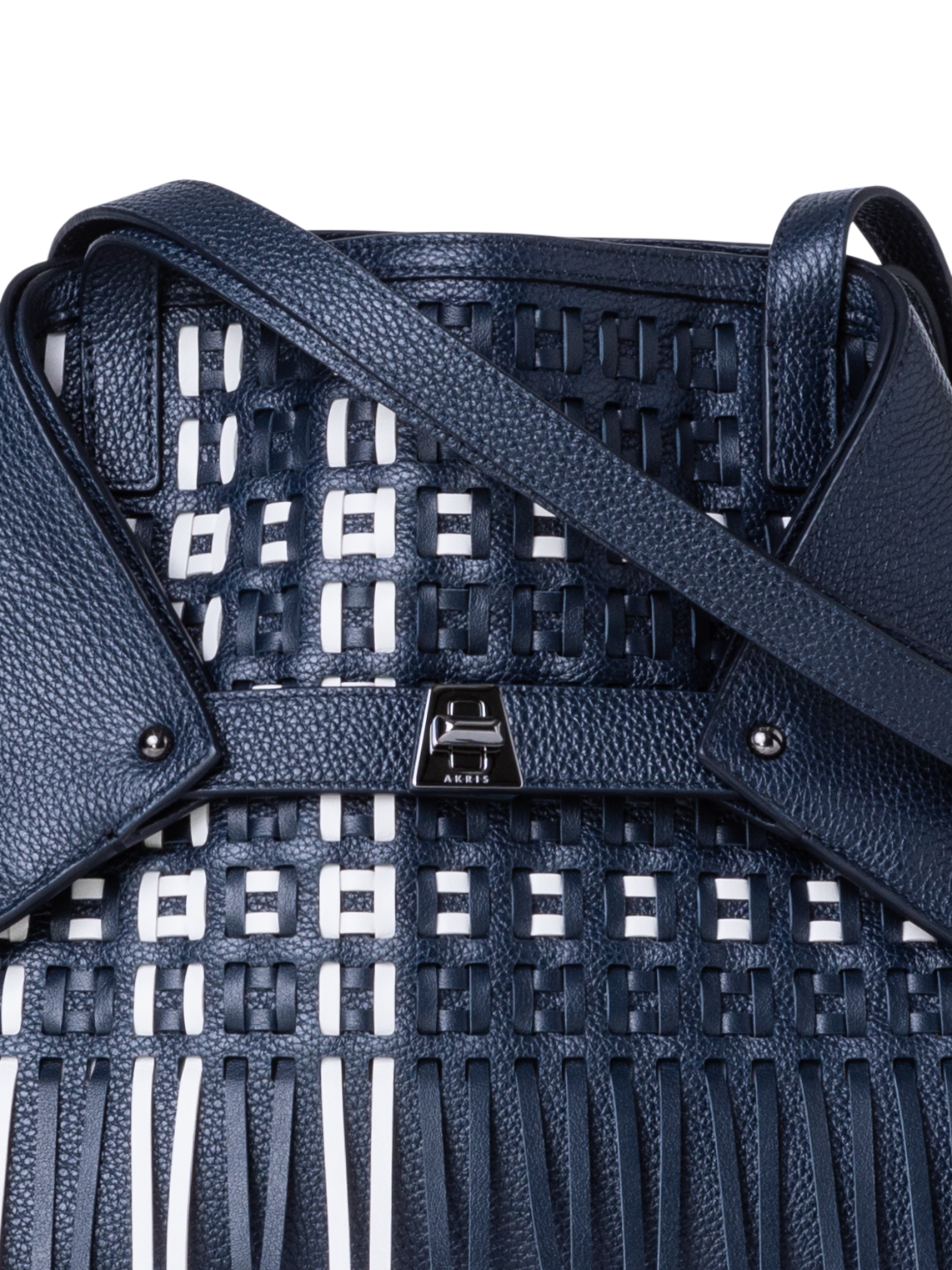 Designer Ai Small Shoulder Tote - blue - multicolor - white