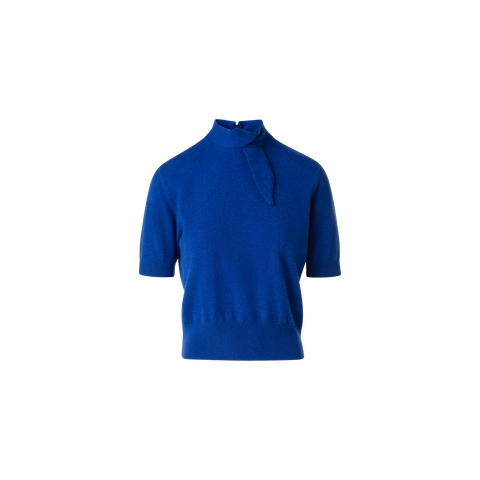 Short Sleeve Cashmere Sweater with Knot Detail