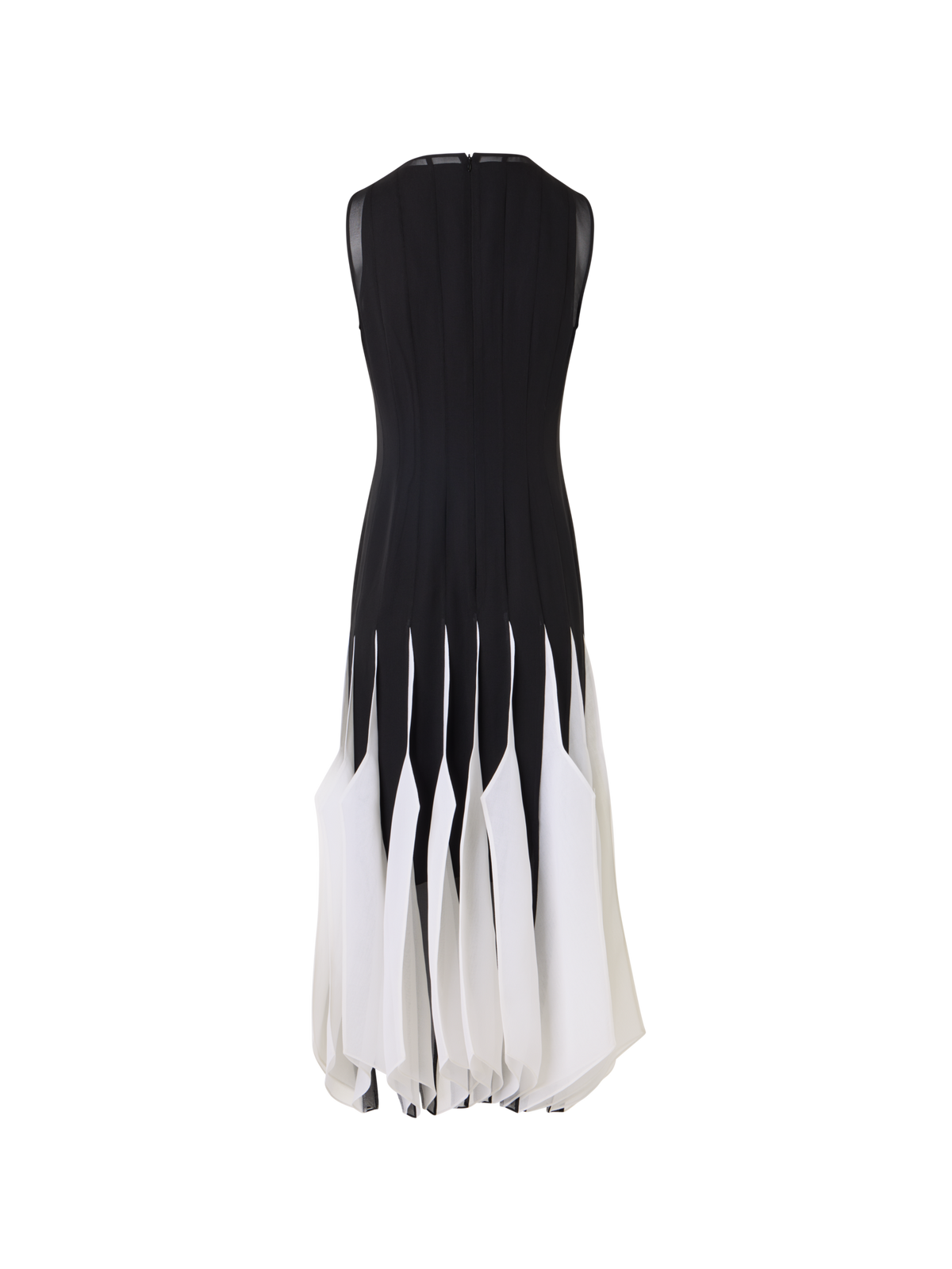 Designer Silk Midi Dress with High Plains Insets - black