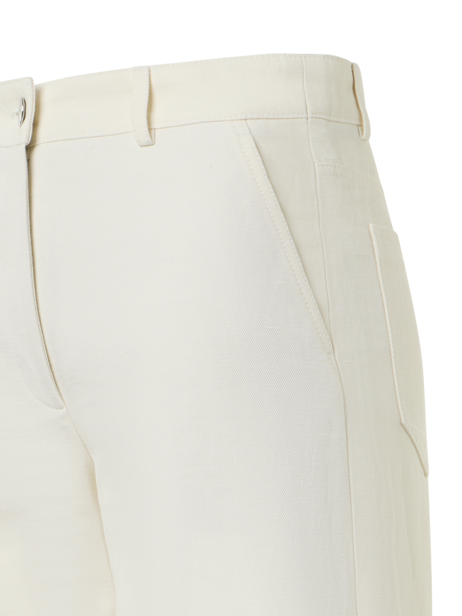 Designer Cropped Wide-Leg Cotton Linen Gabardine Pants - ecru