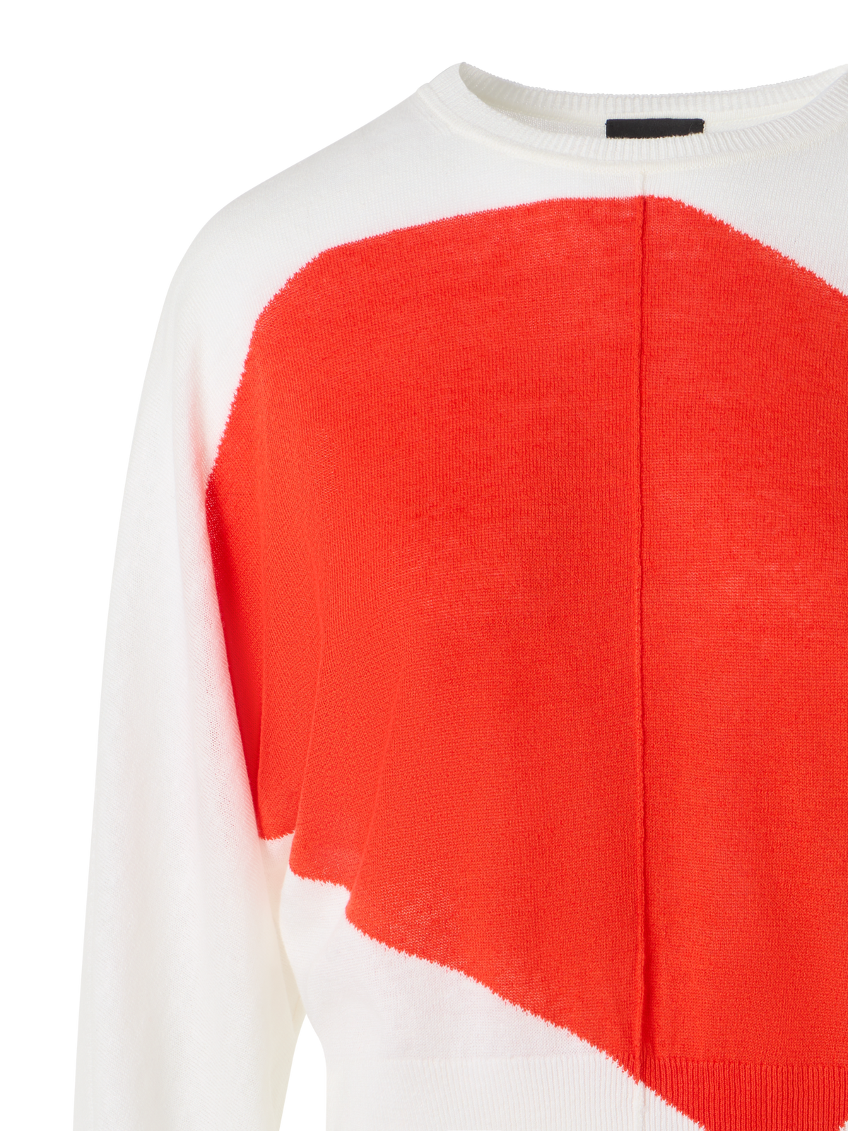 Designer Oversize Linen Cotton Sweater with Polygon Intarsia - multicolor