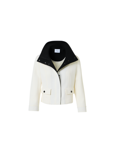 Designer Contrast Wool Tricotine Jacket - multicolor - ecru