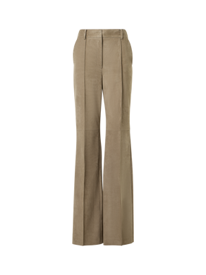 Designer Florine Straight Wide Suede Pants - beige - neutral