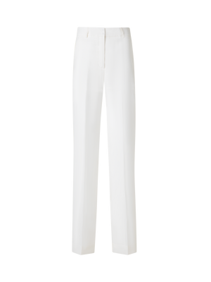 Designer Wide Straight Silk Pants - neutral - ecru - white