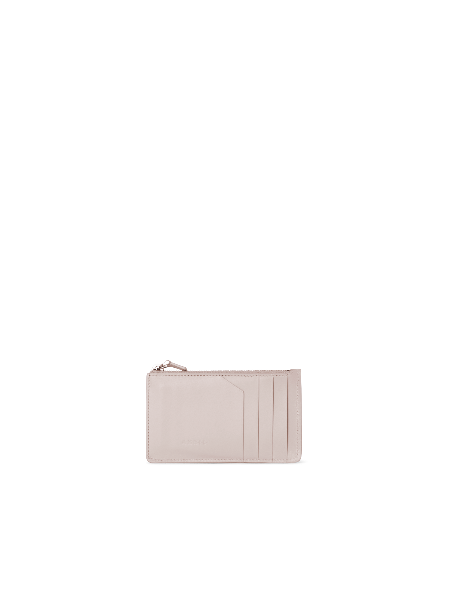Designer Zipped Card Holder in Horsehair and Leather - neutral - beige