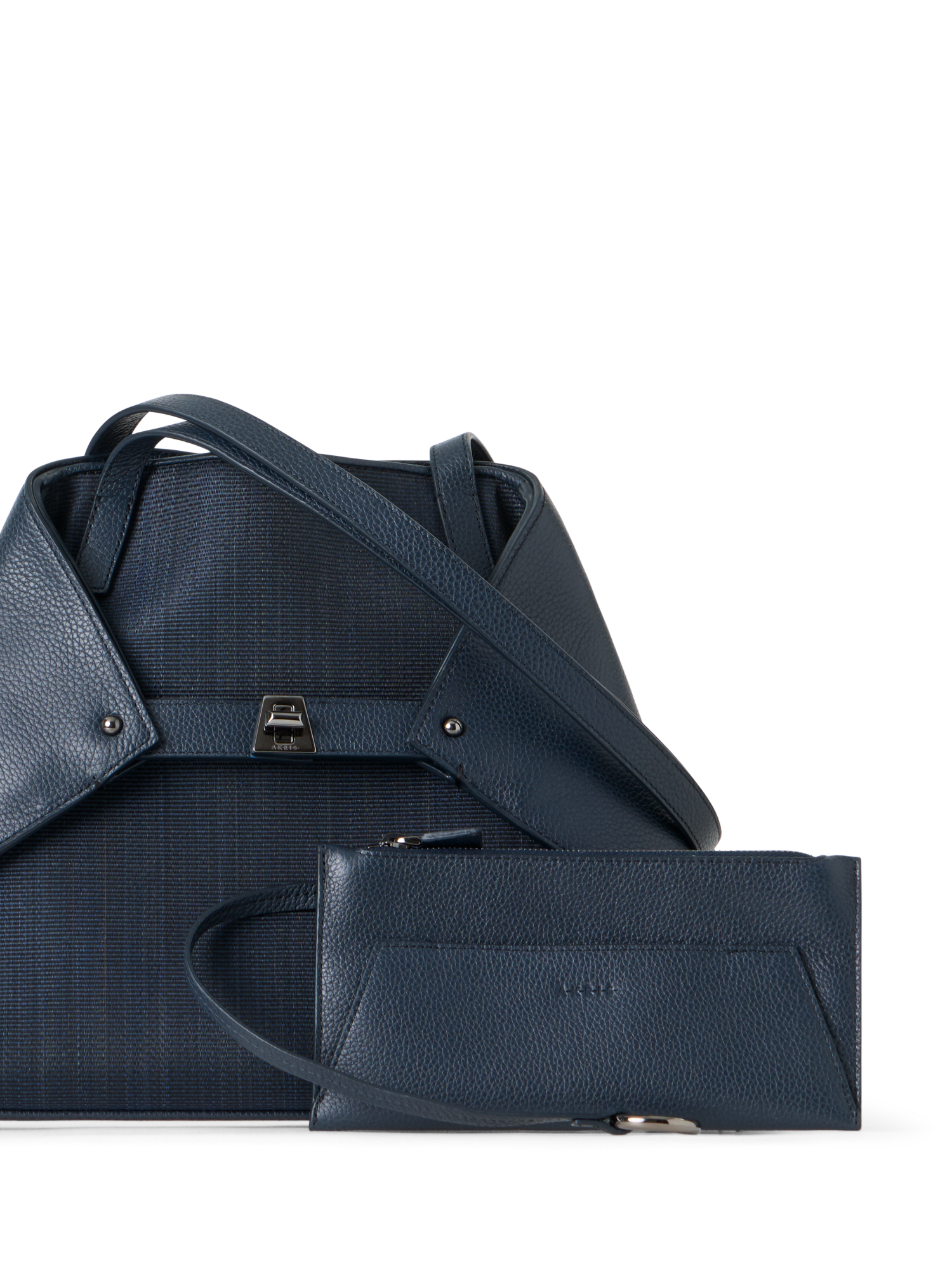 Designer Ai Small Shoulder Tote - neutral - navy - blue