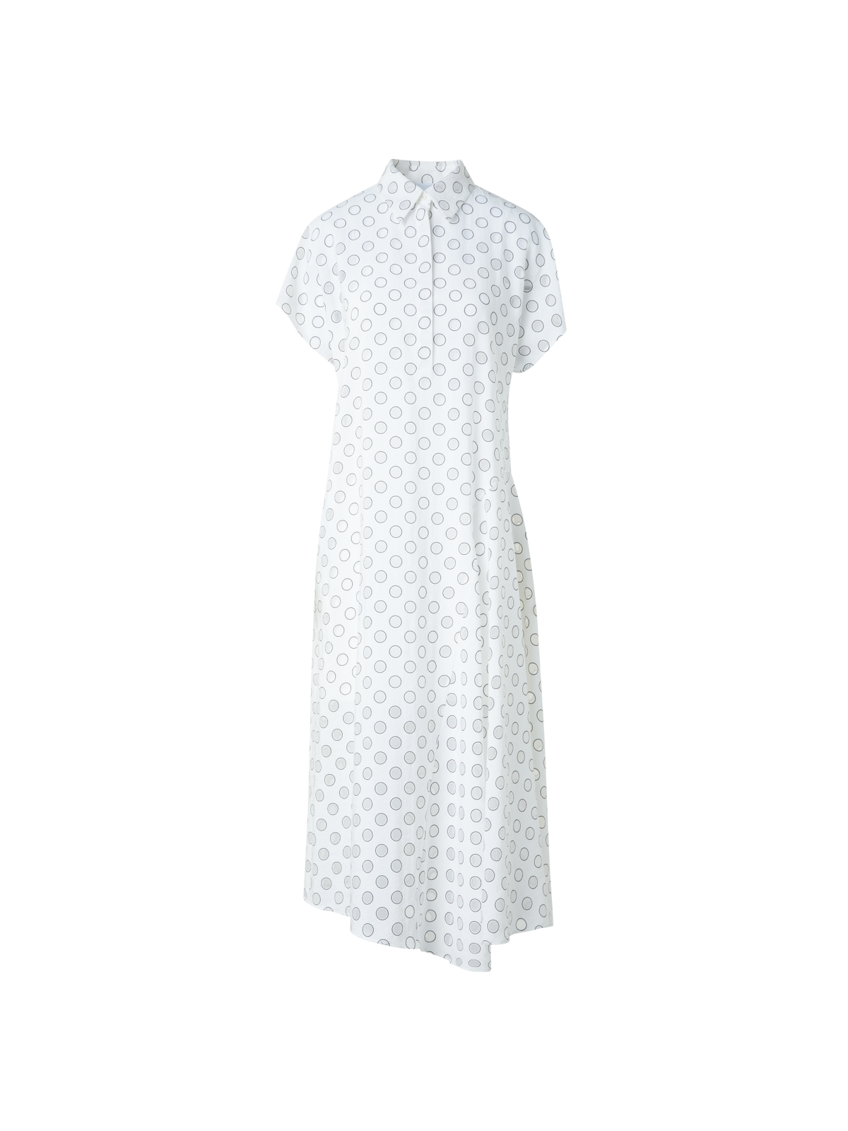 Designer Polka Dot Organzino Midi Dress - neutral - ecru - white