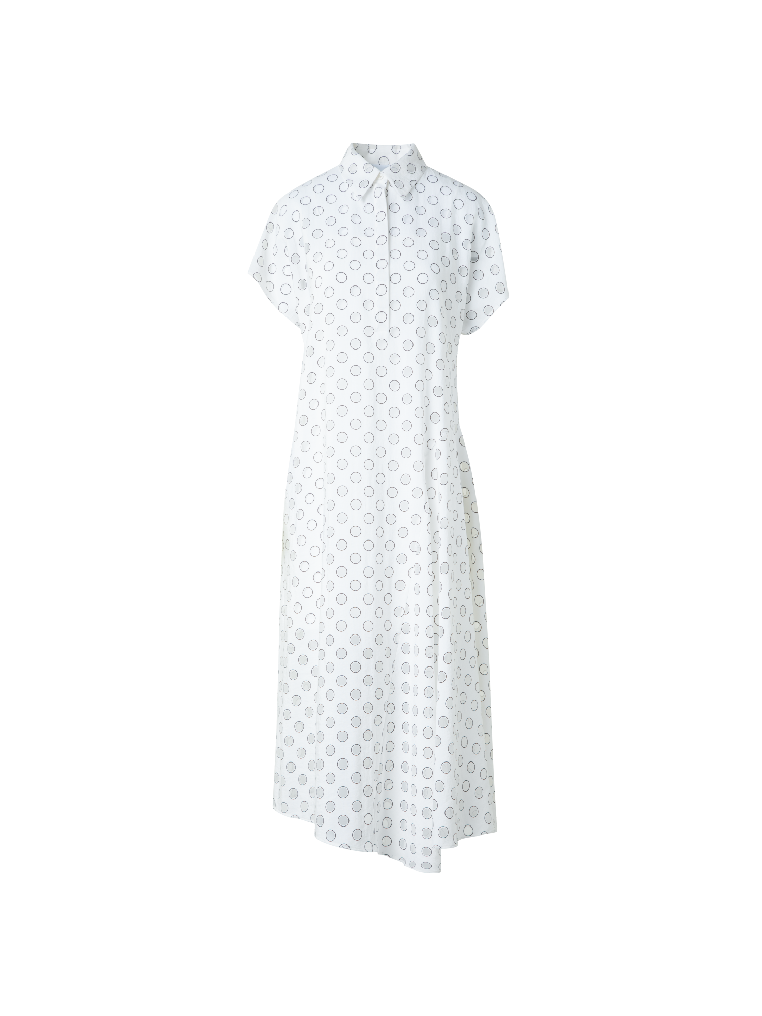 Designer Polka Dot Organzino Midi Dress - neutral - ecru - white