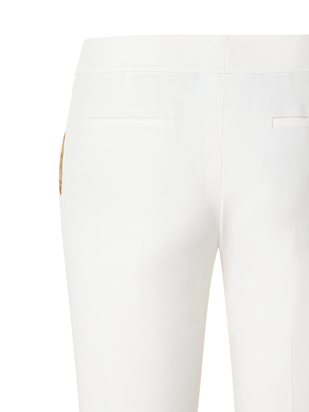 Designer Cropped Slim Cotton Stretch Pant - ecru - white
