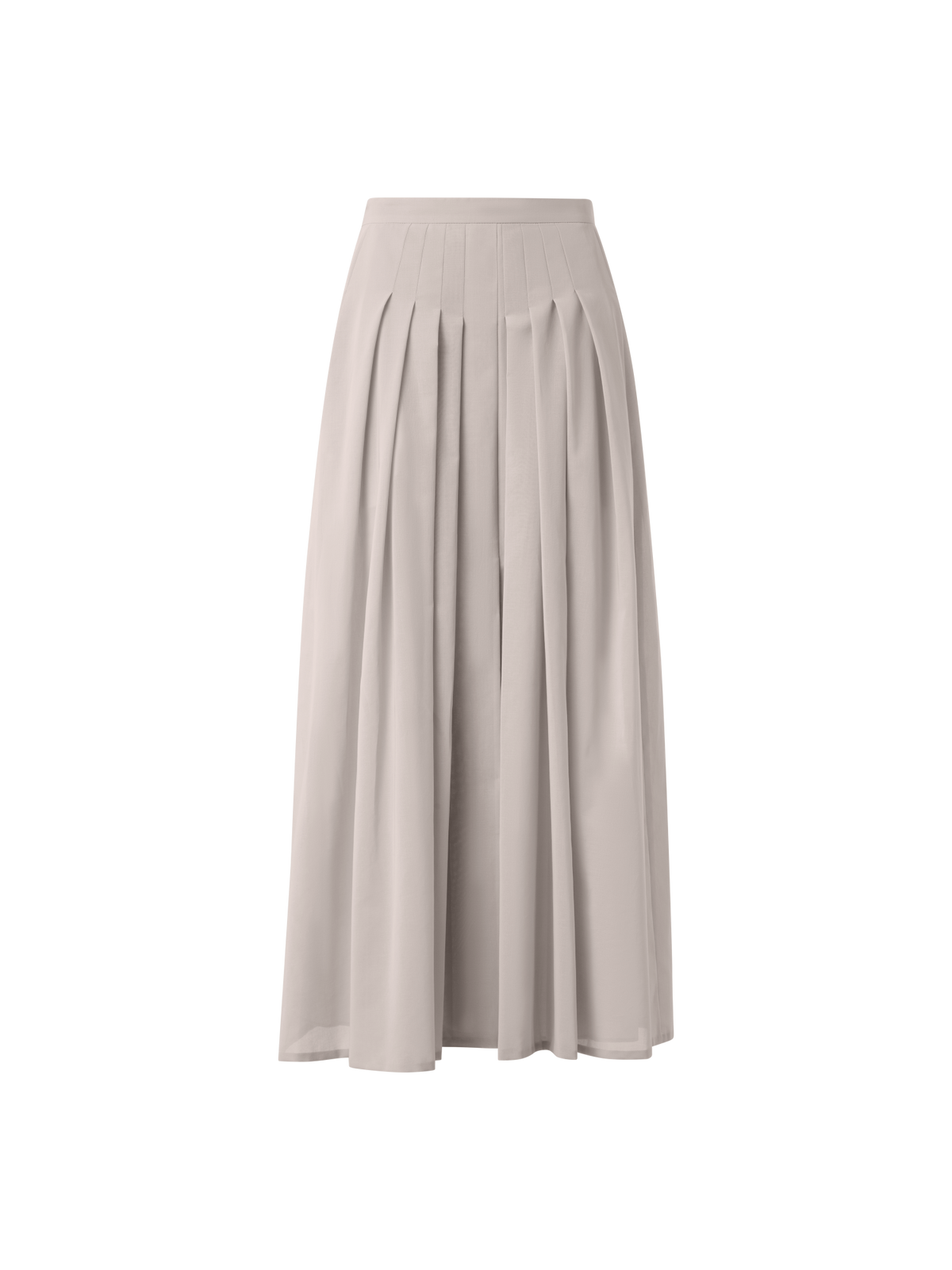 Designer A-Line Midi Skirt in Pleated Cotton Voile - neutral - grey - beige