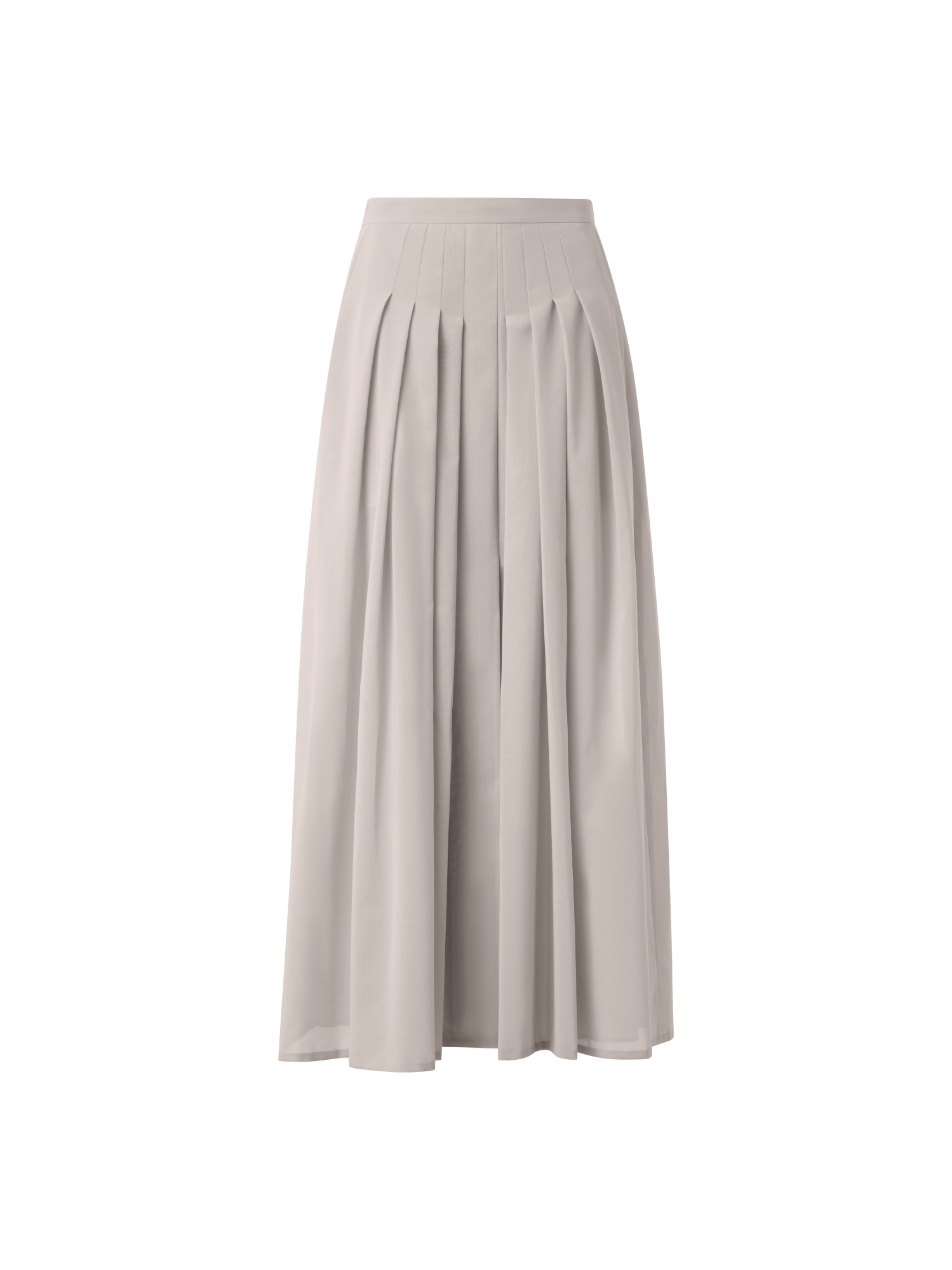 Designer A-Line Midi Skirt in Pleated Cotton Voile - neutral - grey - beige