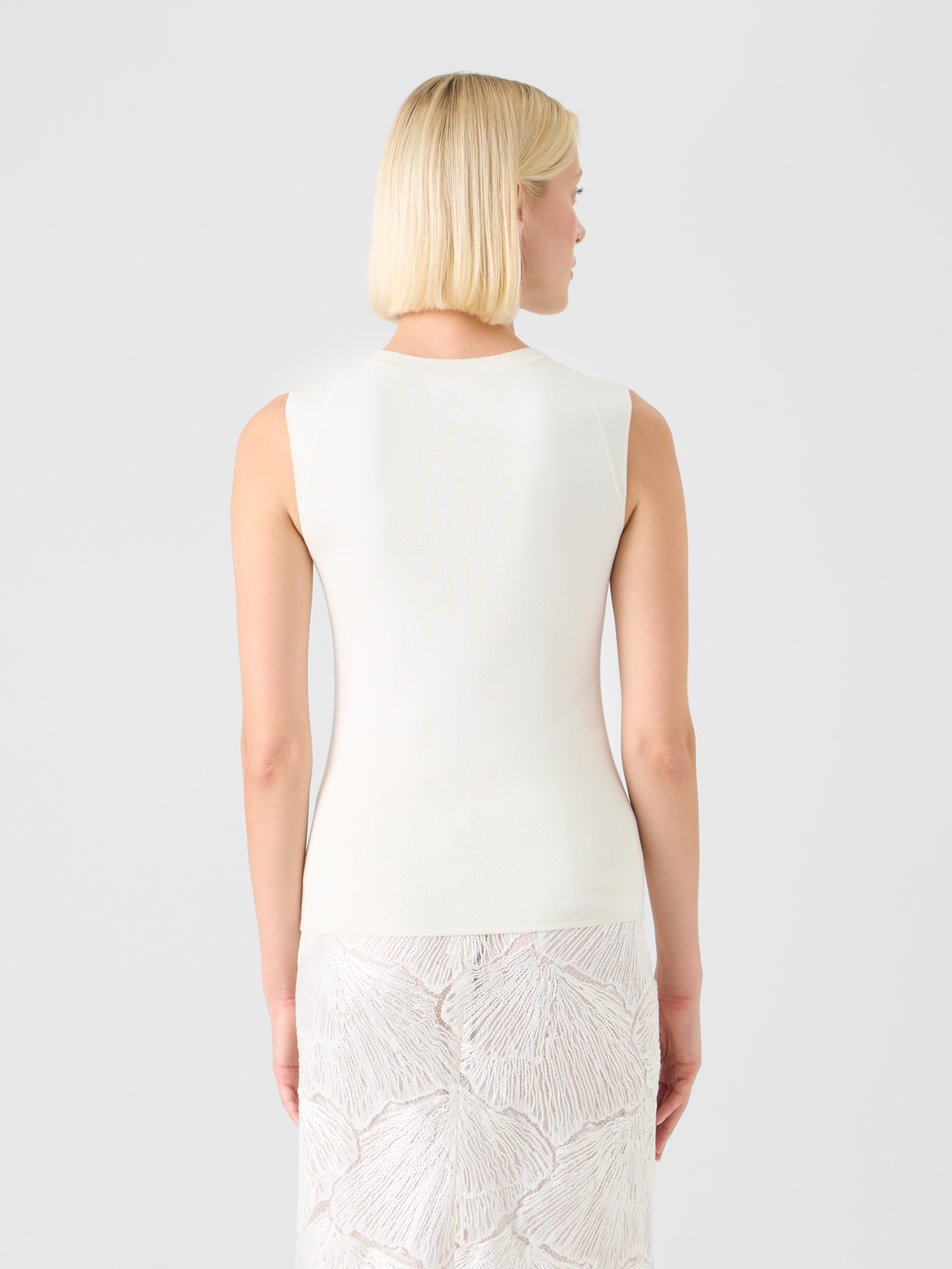 Designer Sleeveless Knit Top in Silk Stretch - ecru #editorial