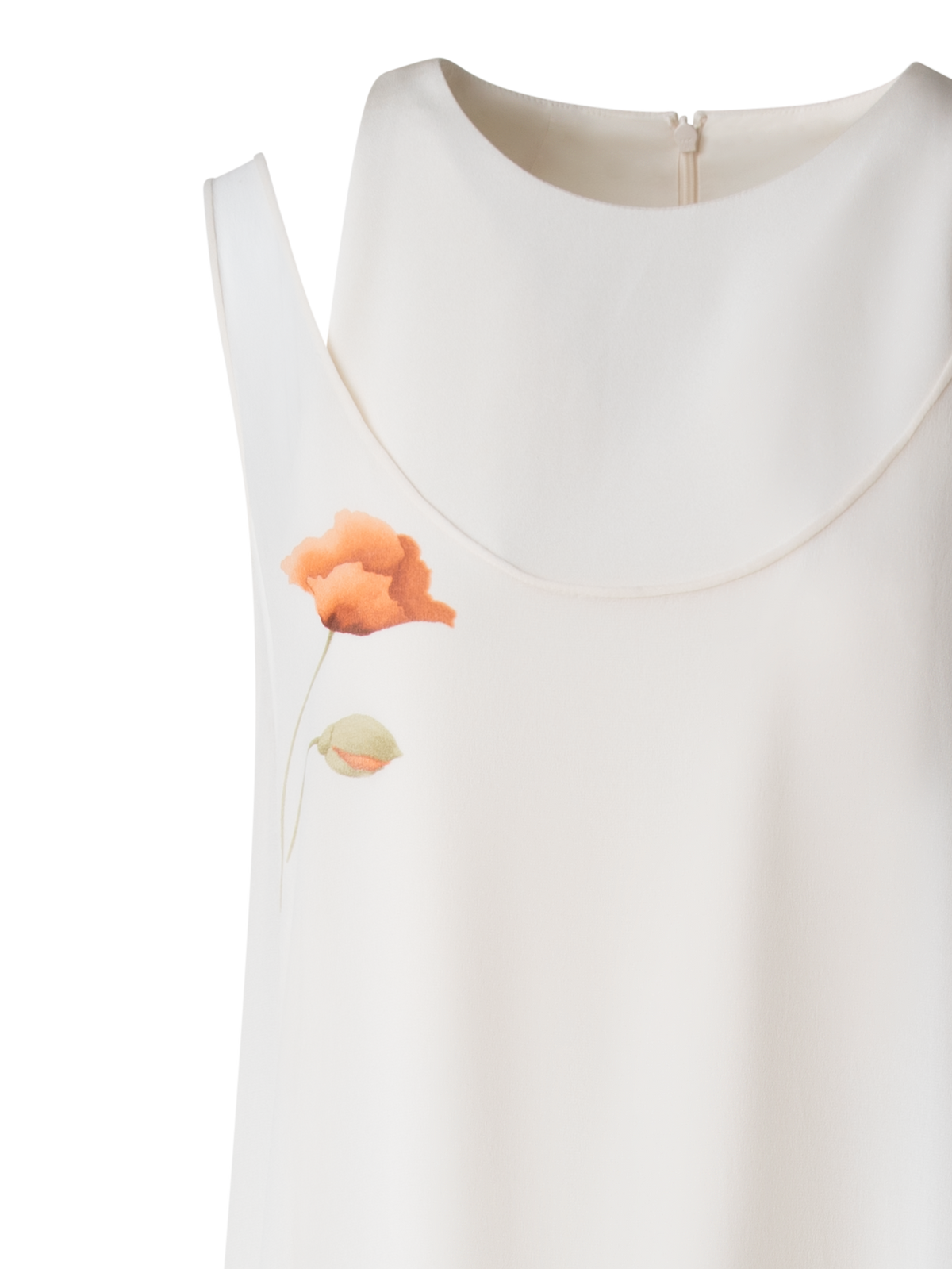 Designer Long Silk Gown with Anemone Print - neutral - multicolor - ecru - white