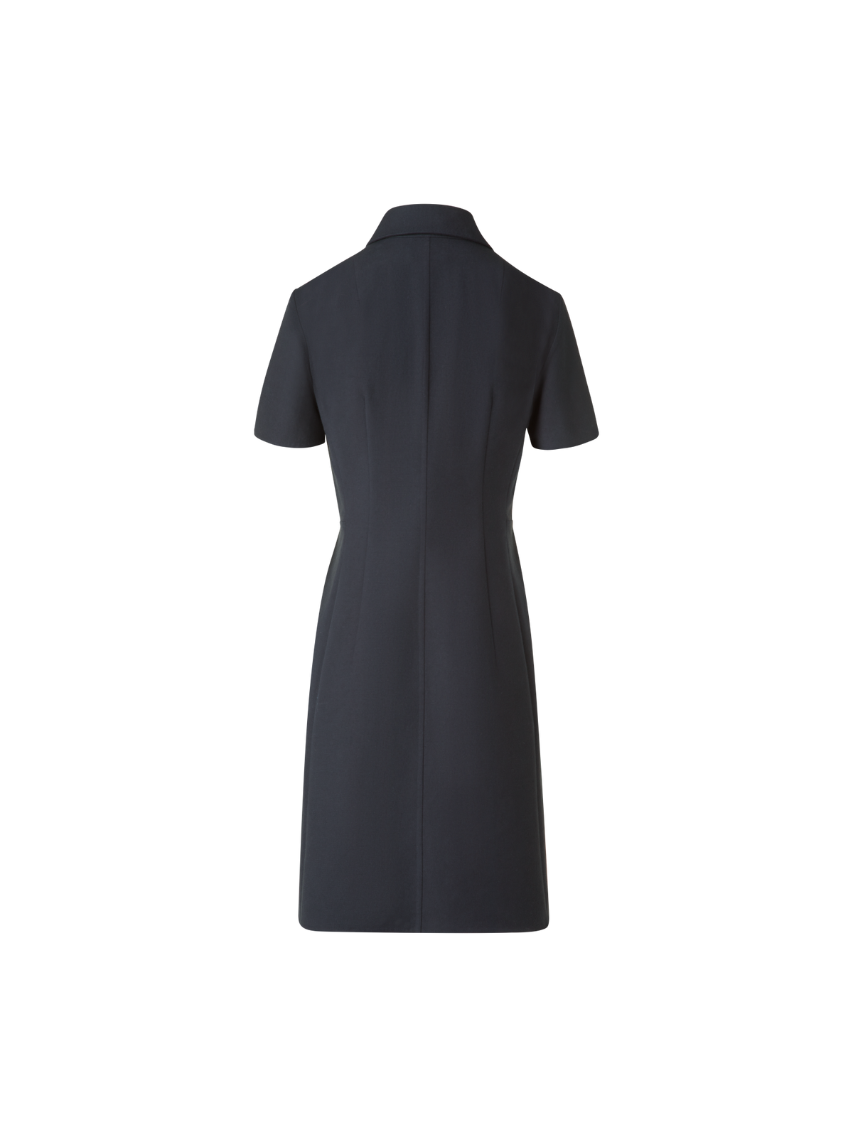 Designer Fitted Polo Dress in Cotton Silk Double-Face - black - neutral