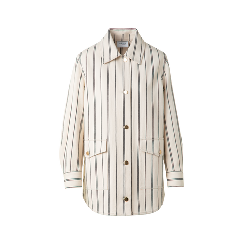 Gestreifte Boyfriend-Denim-Jacke