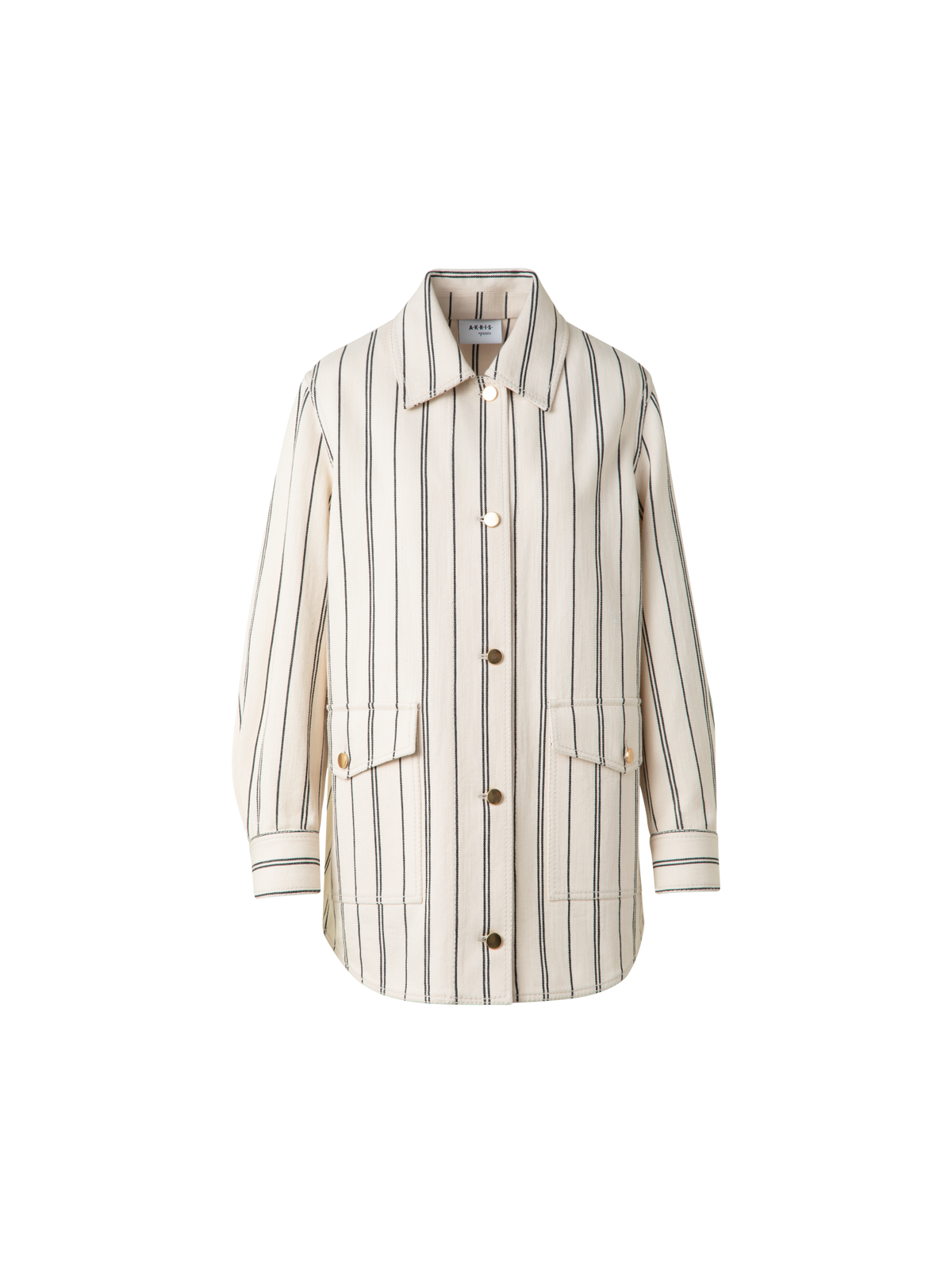 Designer Boyfriend Jacket in Striped Denim - multicolor - ecru - white