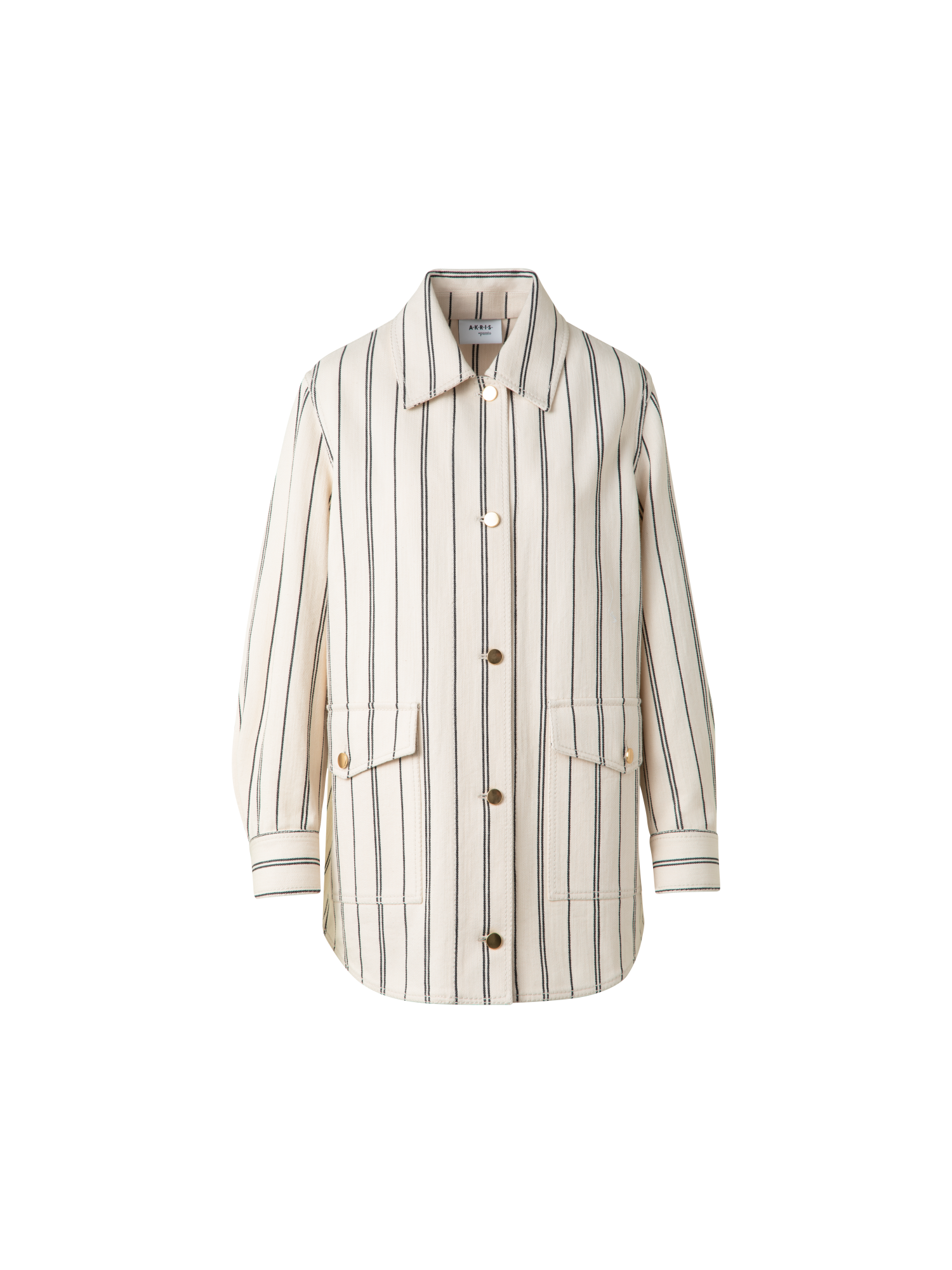 Designer Boyfriend Jacket in Striped Denim - multicolor - ecru - white