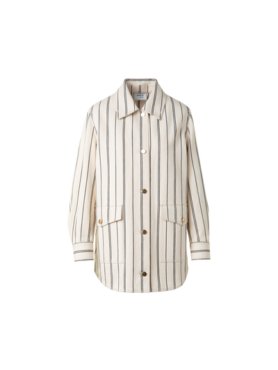 Designer Boyfriend Jacket in Striped Denim - multicolor - ecru - white