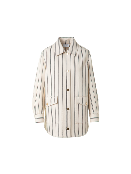 Designer Boyfriend Jacket in Striped Denim - multicolor - ecru - white