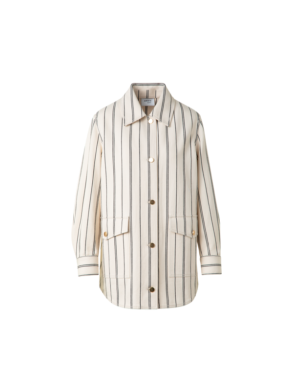 Designer Boyfriend Jacket in Striped Denim - multicolor - ecru - white