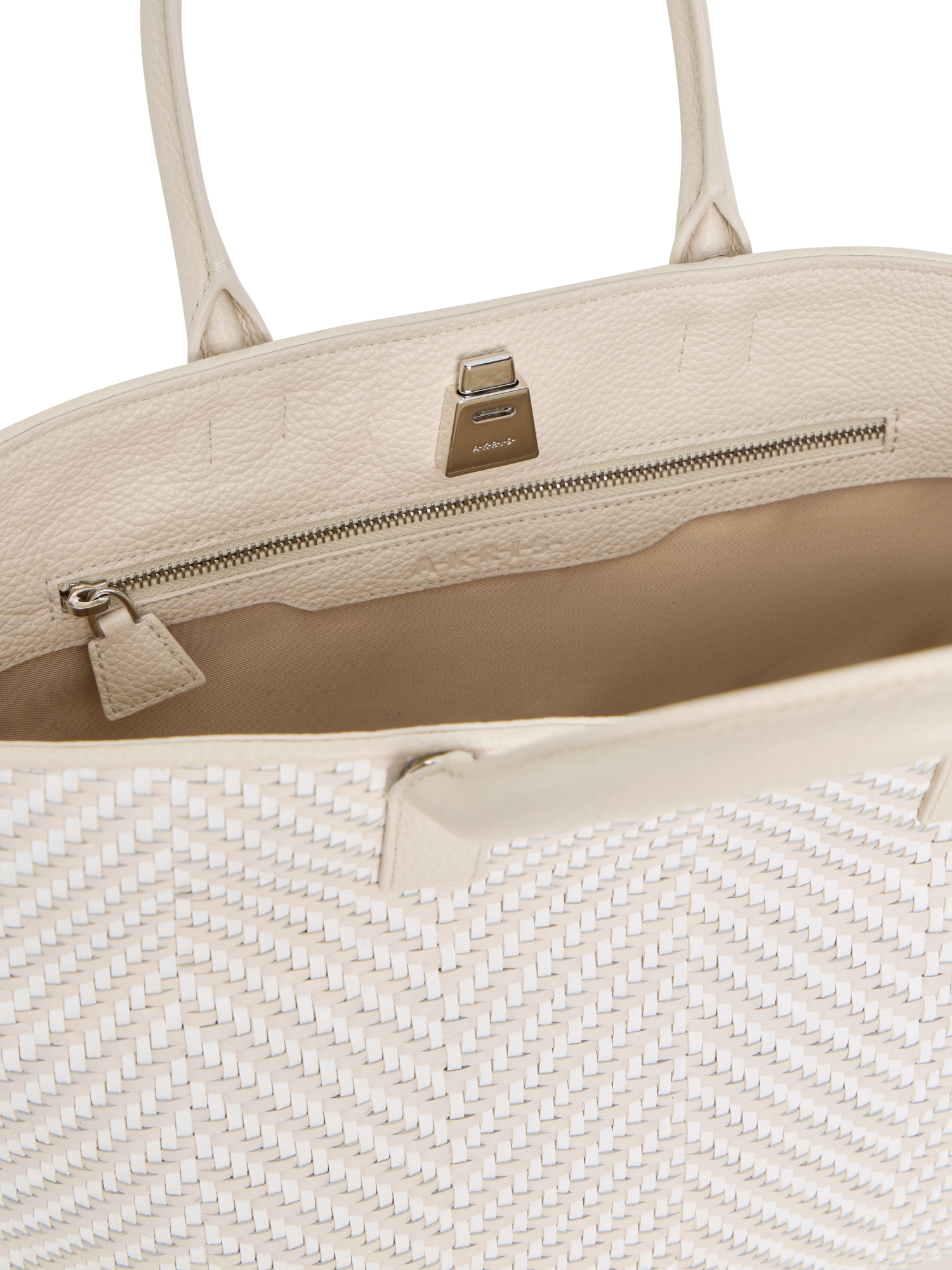 Designer Ai Small Top Handle Tote - beige - ecru