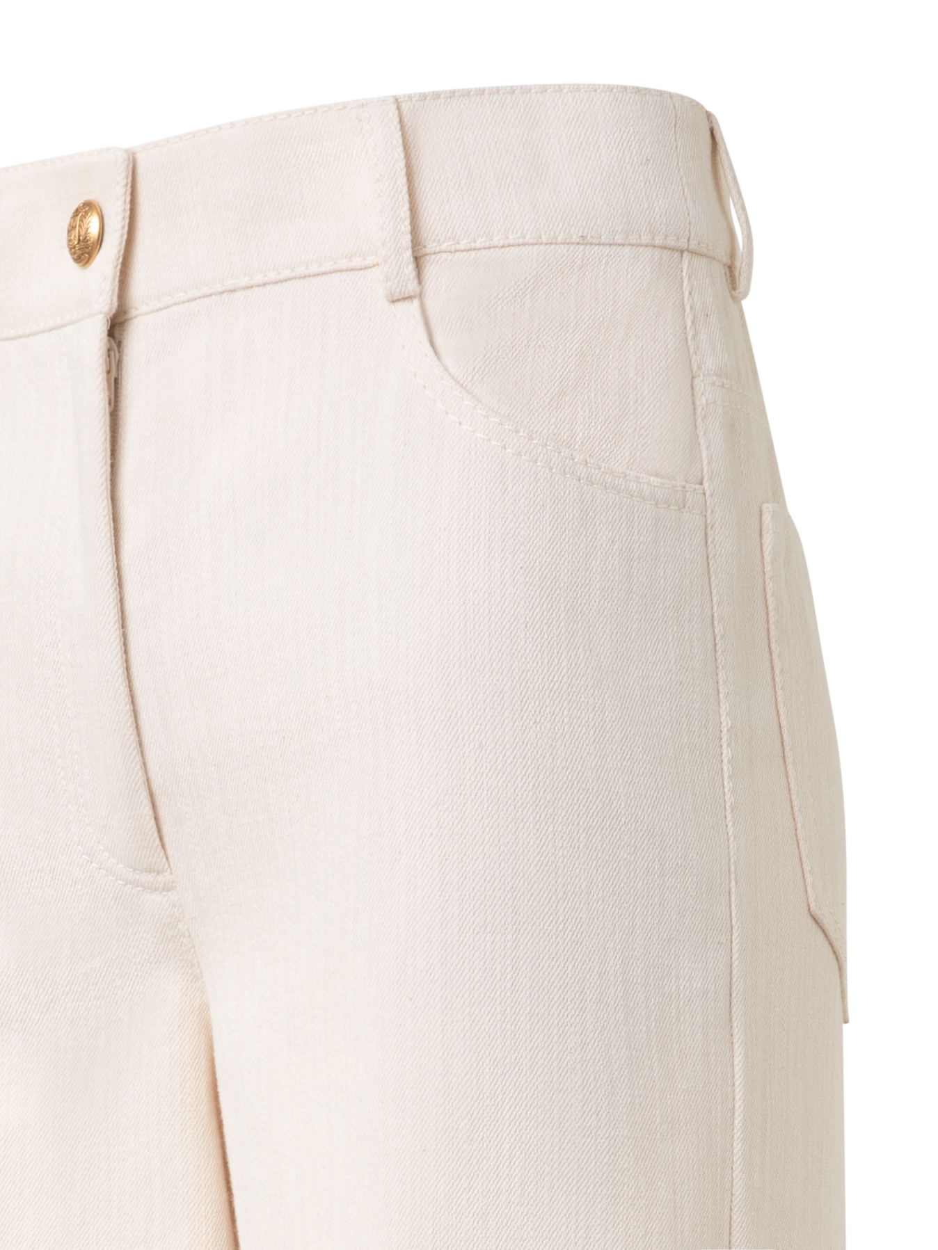 Designer Wide Cotton Wool Denim Stretch Pants - neutral - pastel - beige