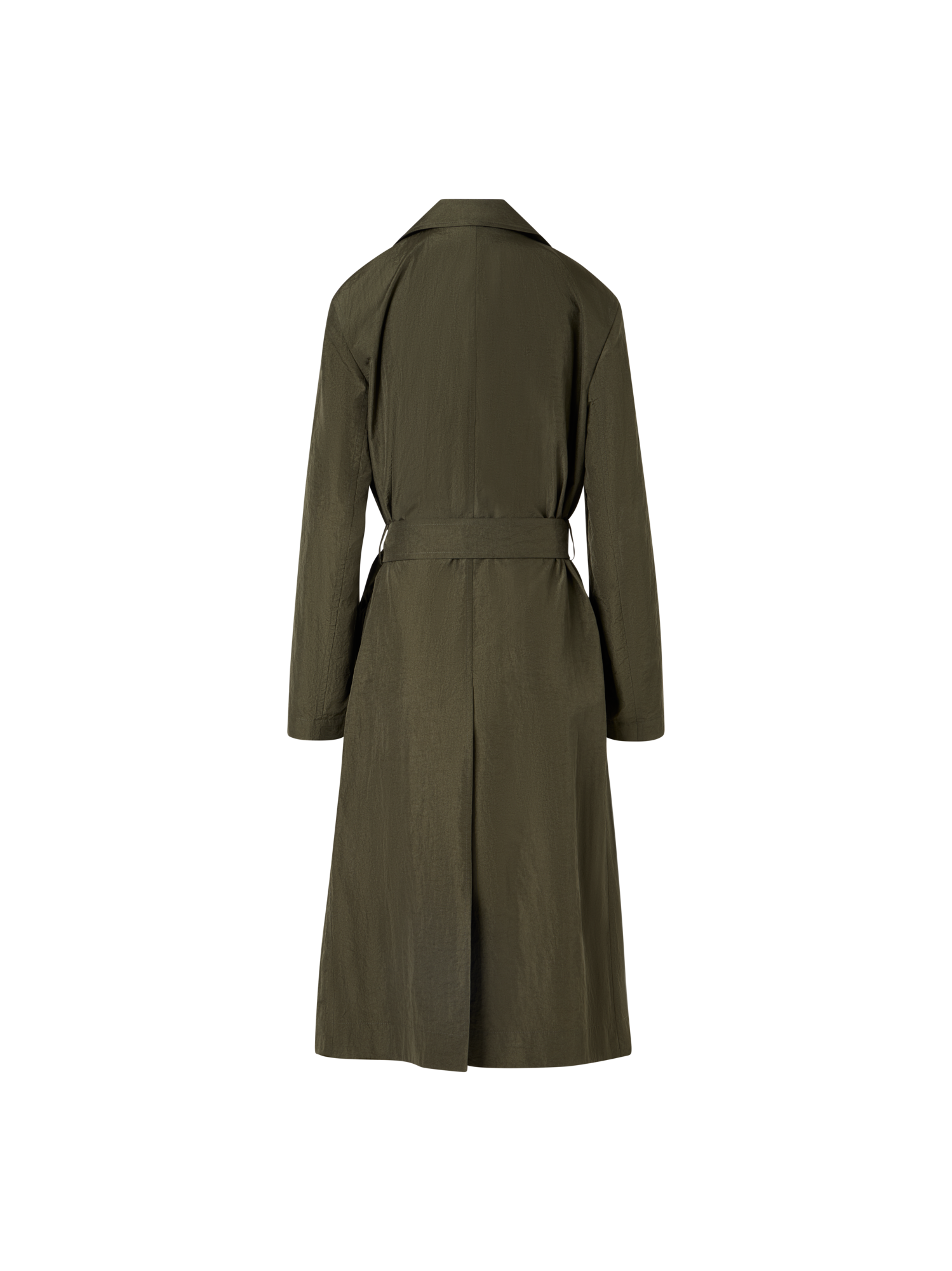 Designer Long-Sleeve Crinkled Parachute-Taffeta Long Trench Coat - green