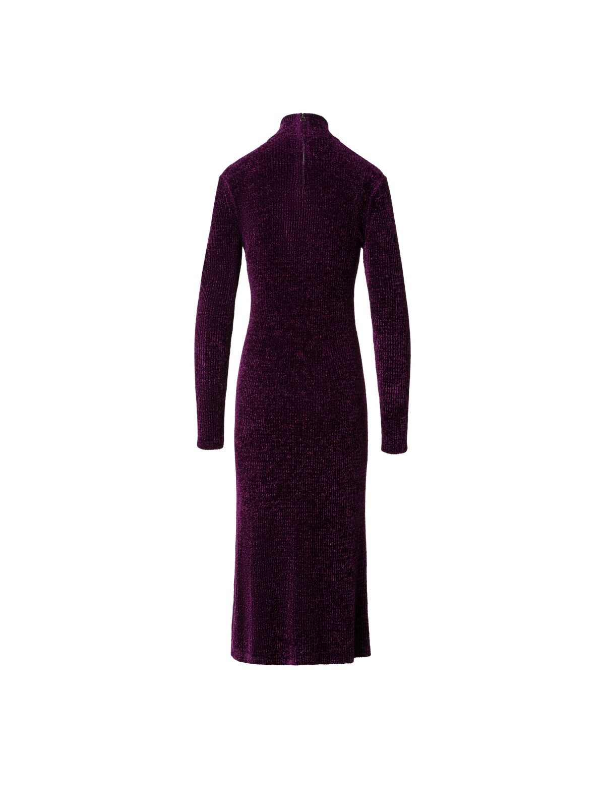 Designer Long Sleeve Chenille Rib Tube Dress - purple