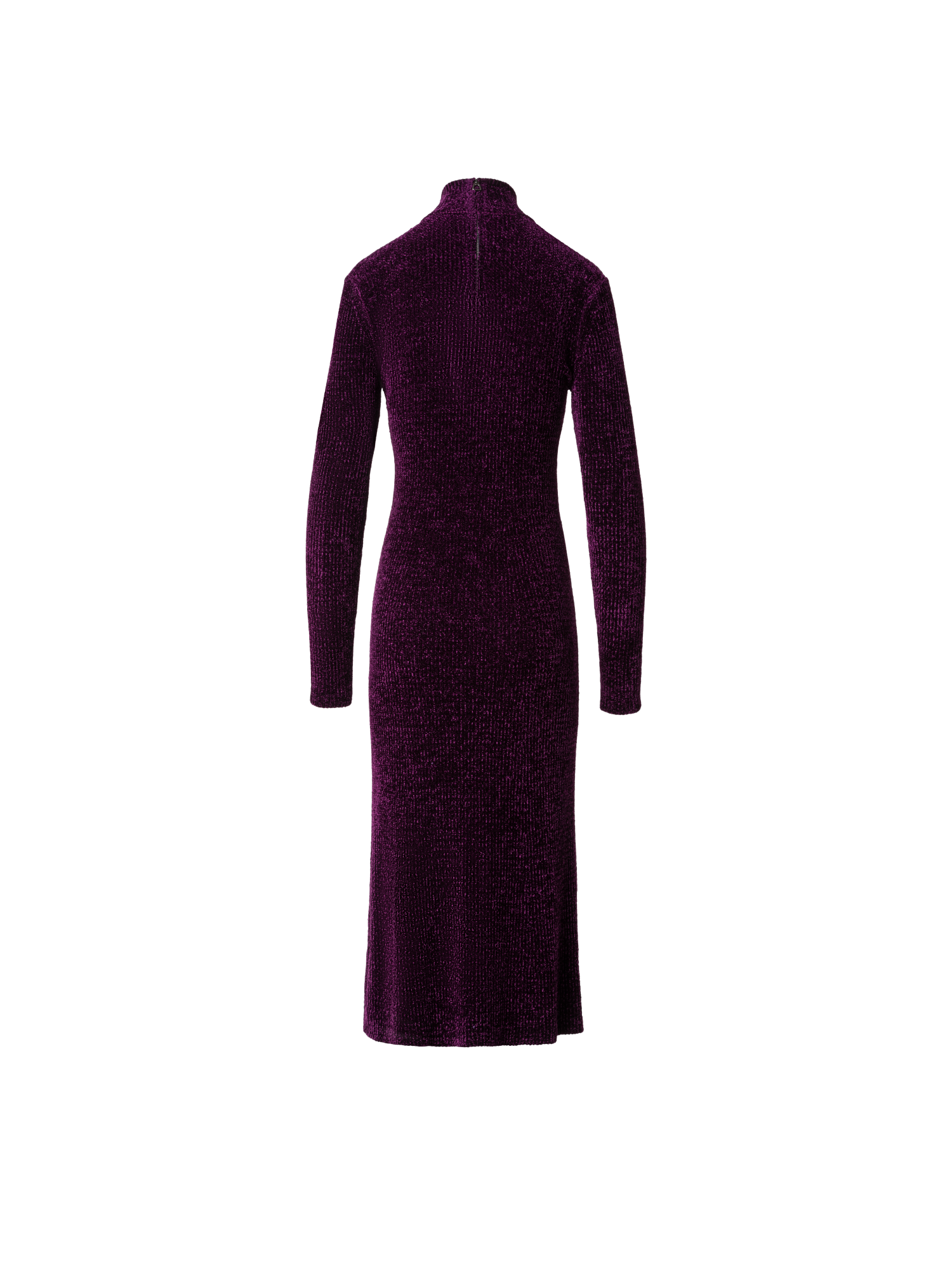 Designer Long Sleeve Chenille Rib Tube Dress - purple