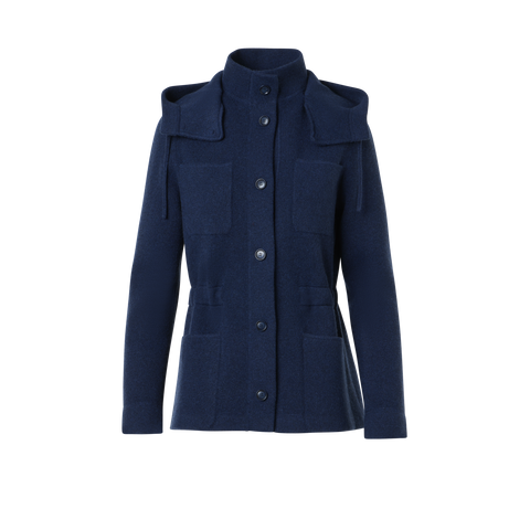 Cashmere Piqué Hooded Knit Jacket