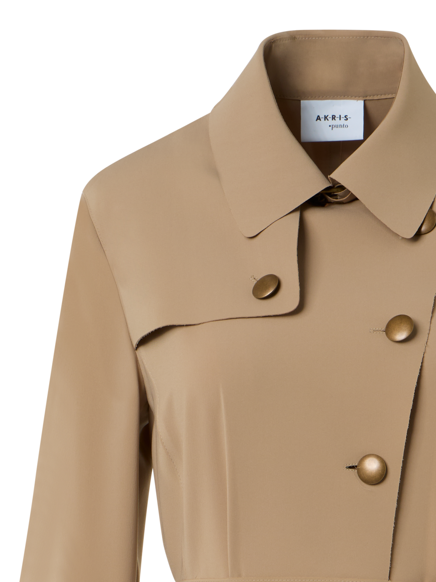 Designer Light Trench Coat in Techno Laser Cut - beige