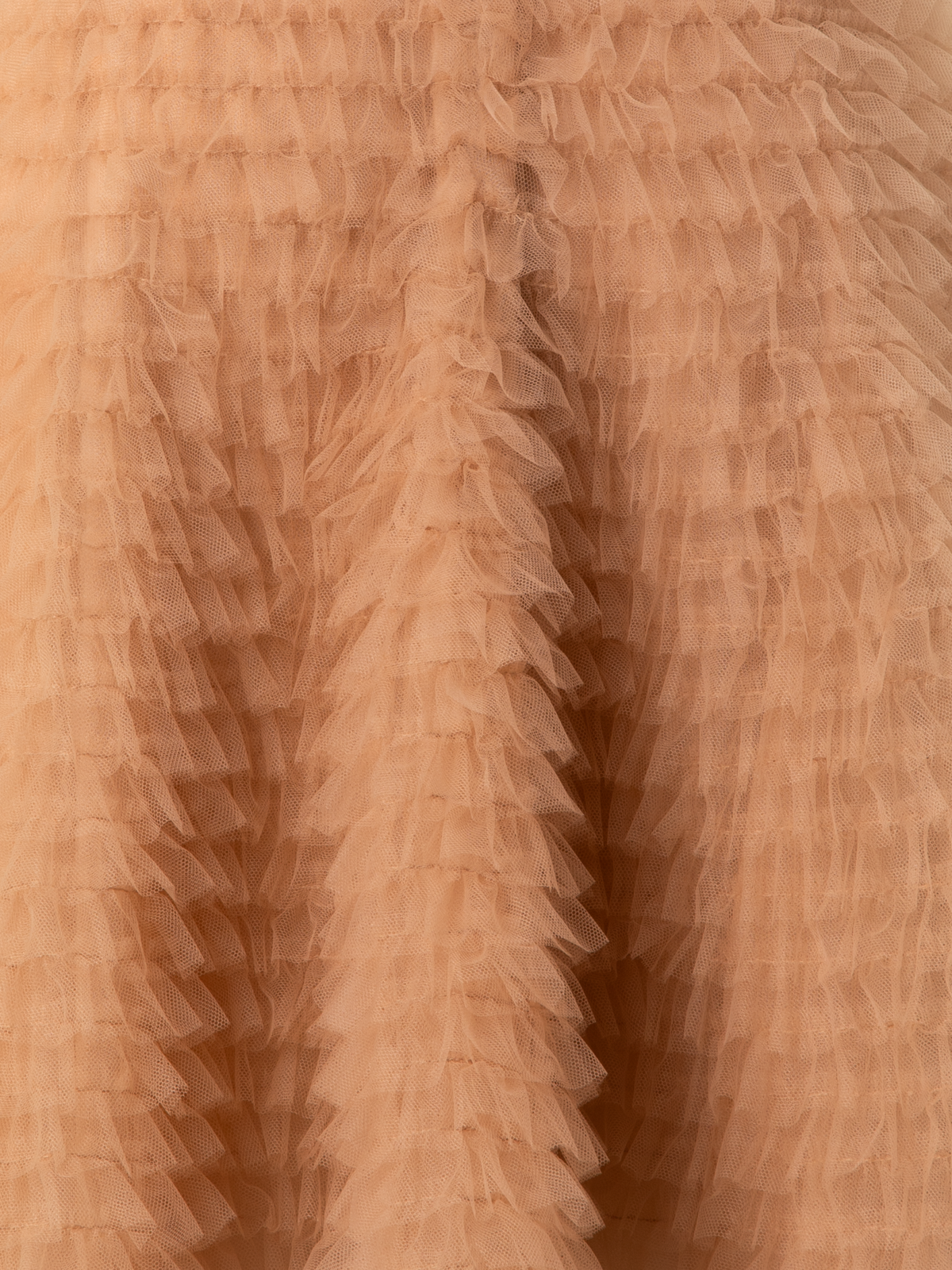 Designer Short A-Line Ruched Tulle Skirt - neutral - pastel - beige