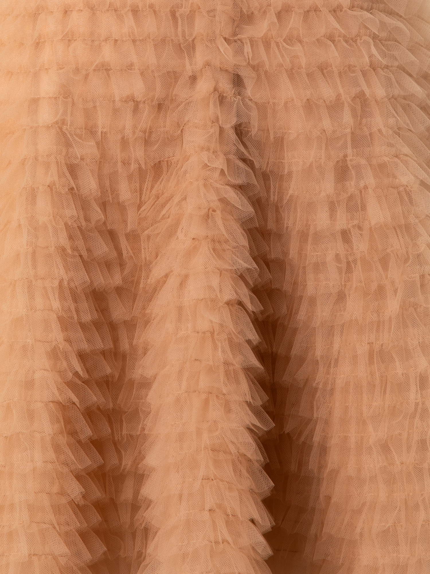 Designer Short A-Line Ruched Tulle Skirt - neutral - pastel - beige