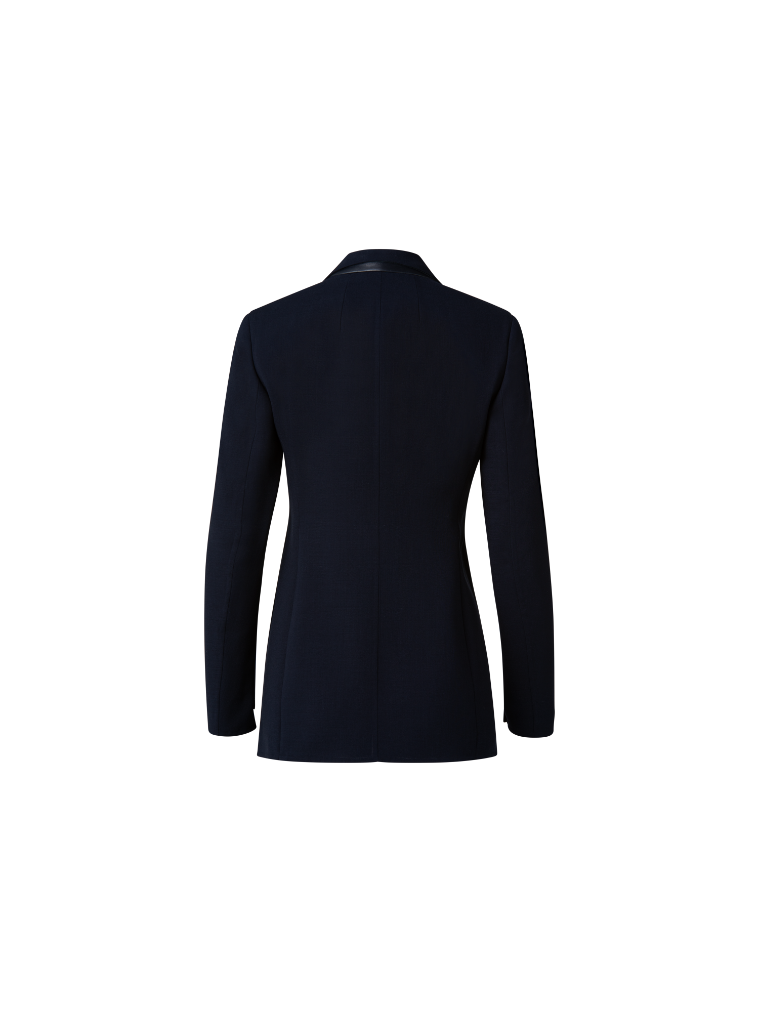 Designer Double-Face Blazer with Leather-Lined Collar - navy - blue